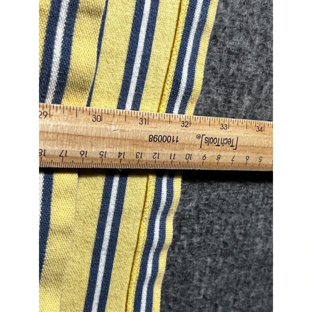 Polo Ralph Lauren Mens Large Yellow Navy Blue Striped Pique Short Sleeve Polo